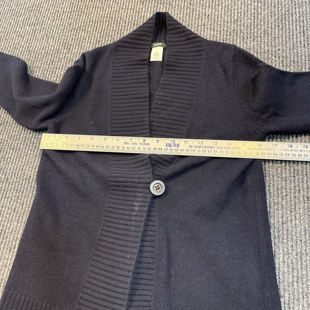 J. Crew Navy Cashmere Blend Cardigan Shawl Collar Sweater Cozy Warm Size Small